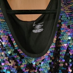 Lane Bryant 14/16 black and iridescent sequin top SO FUN!